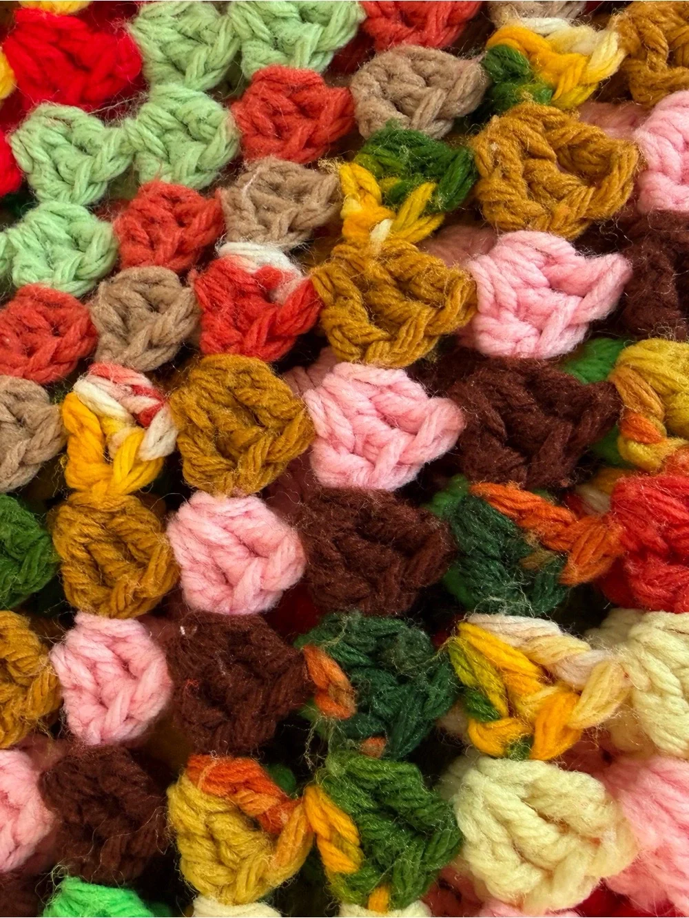 Vintage Handmade Crochet Granny Square Afghan Multi-Color Boho Blanket 63”x58”